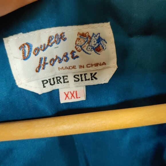 Vintage Silk Vest Double Horse Puff Quilt Boho Asian Satin Blue - Picture 5 of 6
